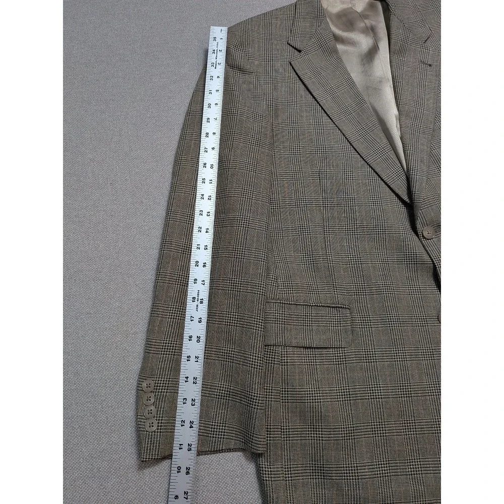 Hart Schaffner Marx Men's 42R Blazer Brown Plaid Wool Jacket Coat Made in USA